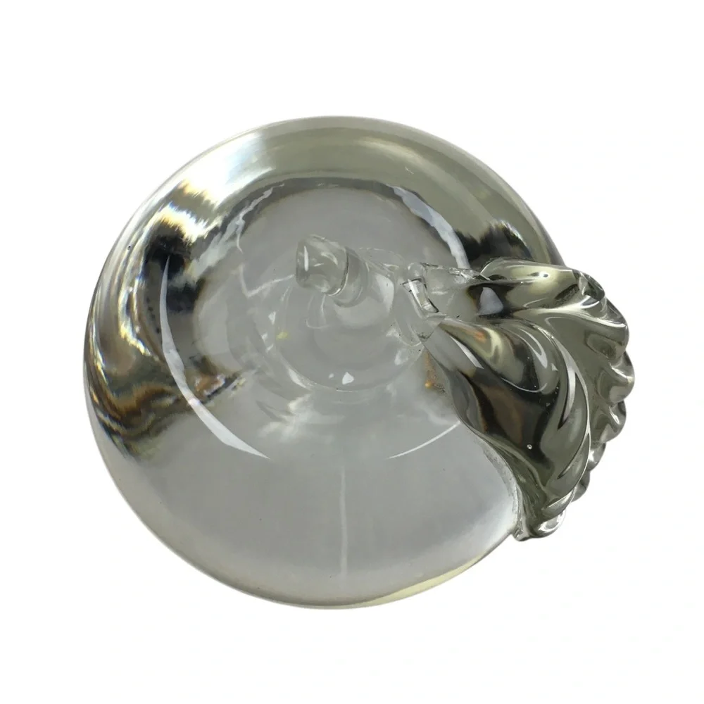 VINTAGE Clear Glass Apple Paperweight MCM Heavy Textured Leaf Desk Office Decor